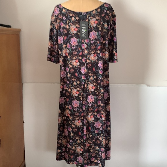 📌 LBISSE drapey stretch knit black floral dress 1X US made - Picture 4 of 9